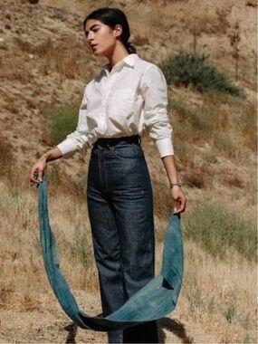 imogene + willie catherine Indigo selvage rigid USA Wide-Leg Jeans size 23